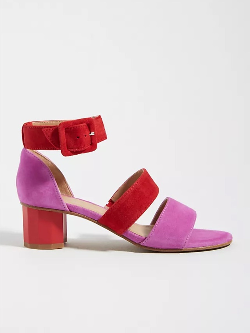 Anthro x Magro Cardona Red Pink Suede Heeled Sandals Size 41